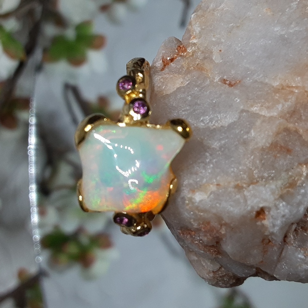 ๐925 Ethiopian Opal, Amethyst, Gold Over Sterling. Price Is Firm. - Picture 5 of 14